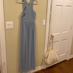 Full length powder blue dress